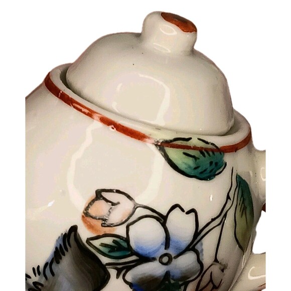 VTG Japanese Miniature Child's Tea Set Porcelain Blue Birds & Flowers 13 Pieces - Picture 9 of 16